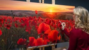 Paint A Poppy Field In Oil with Me - Flower Painting Tutorial Timelapse - Small Town Times - Dave Dale